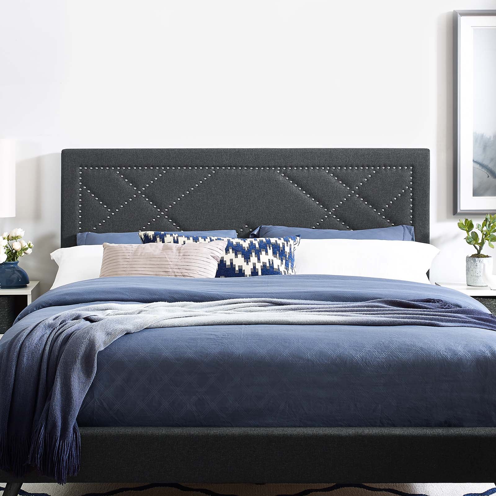 Modway Reese Nailhead Full / Queen Upholstered Linen Fabric Headboard | Headboards | Modishstore-5
