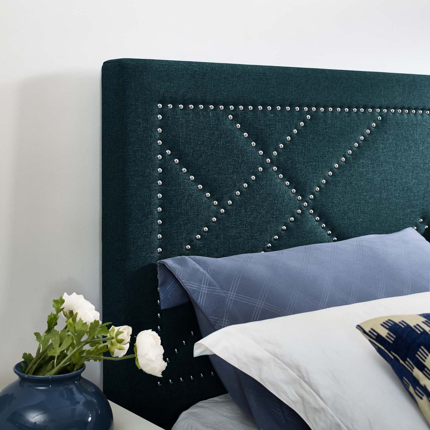 Modway Reese Nailhead King and California King Upholstered Linen Fabric Headboard