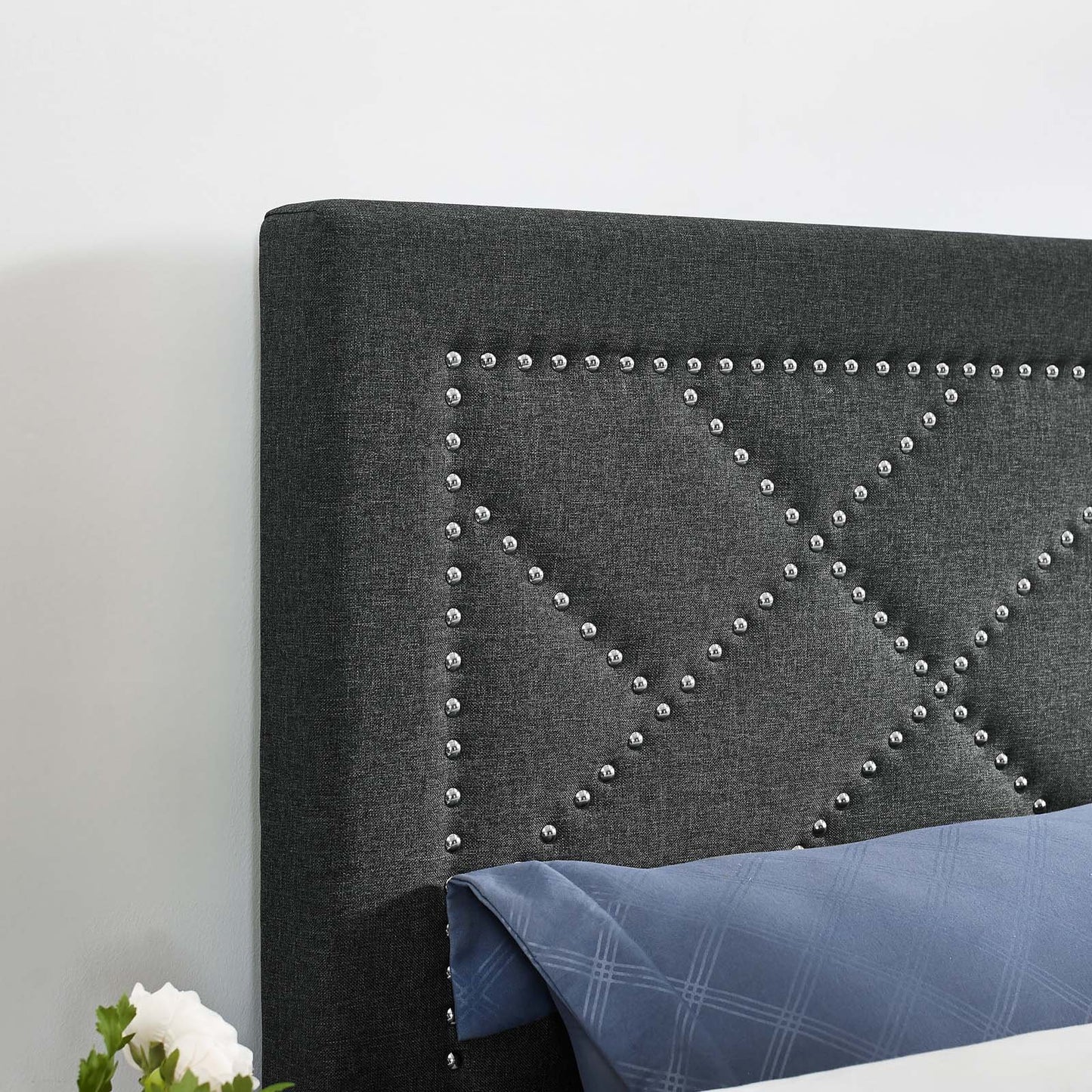 Modway Reese Nailhead King and California King Upholstered Linen Fabric Headboard
