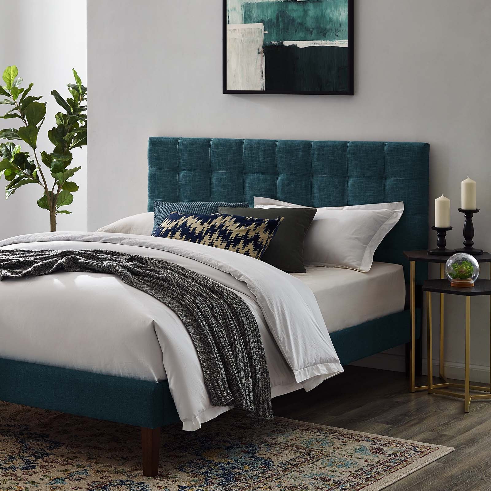 Modway Paisley Tufted Twin Upholstered Linen Fabric Headboard | Headboards | Modishstore-4