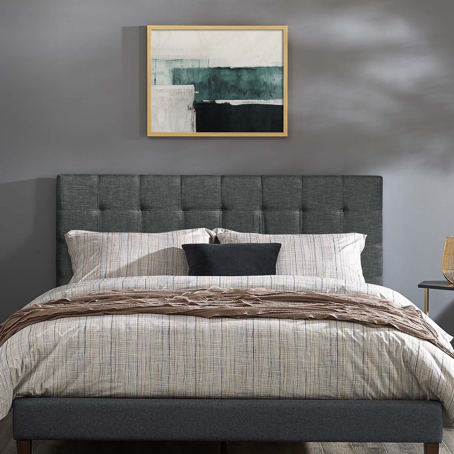 Modway Paisley Tufted Full / Queen Upholstered Linen Fabric Headboard
