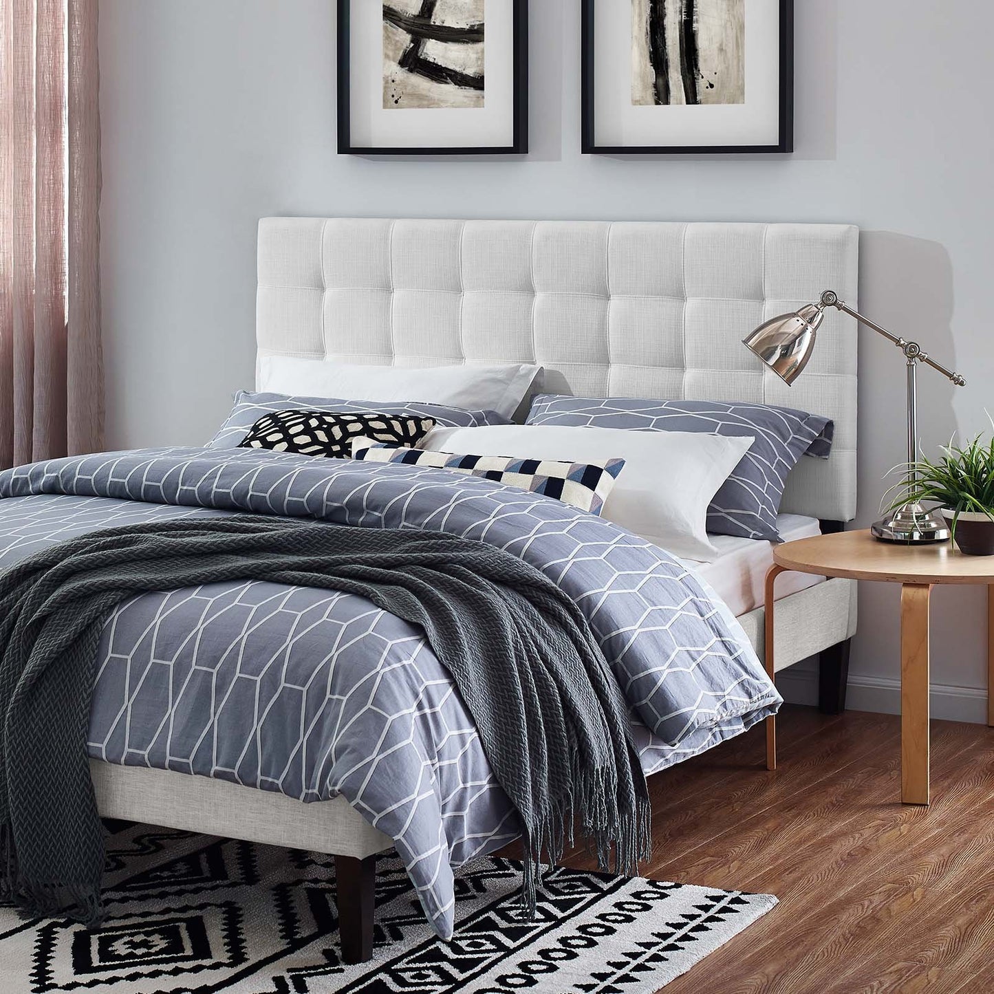 Modway Paisley Tufted Full / Queen Upholstered Linen Fabric Headboard