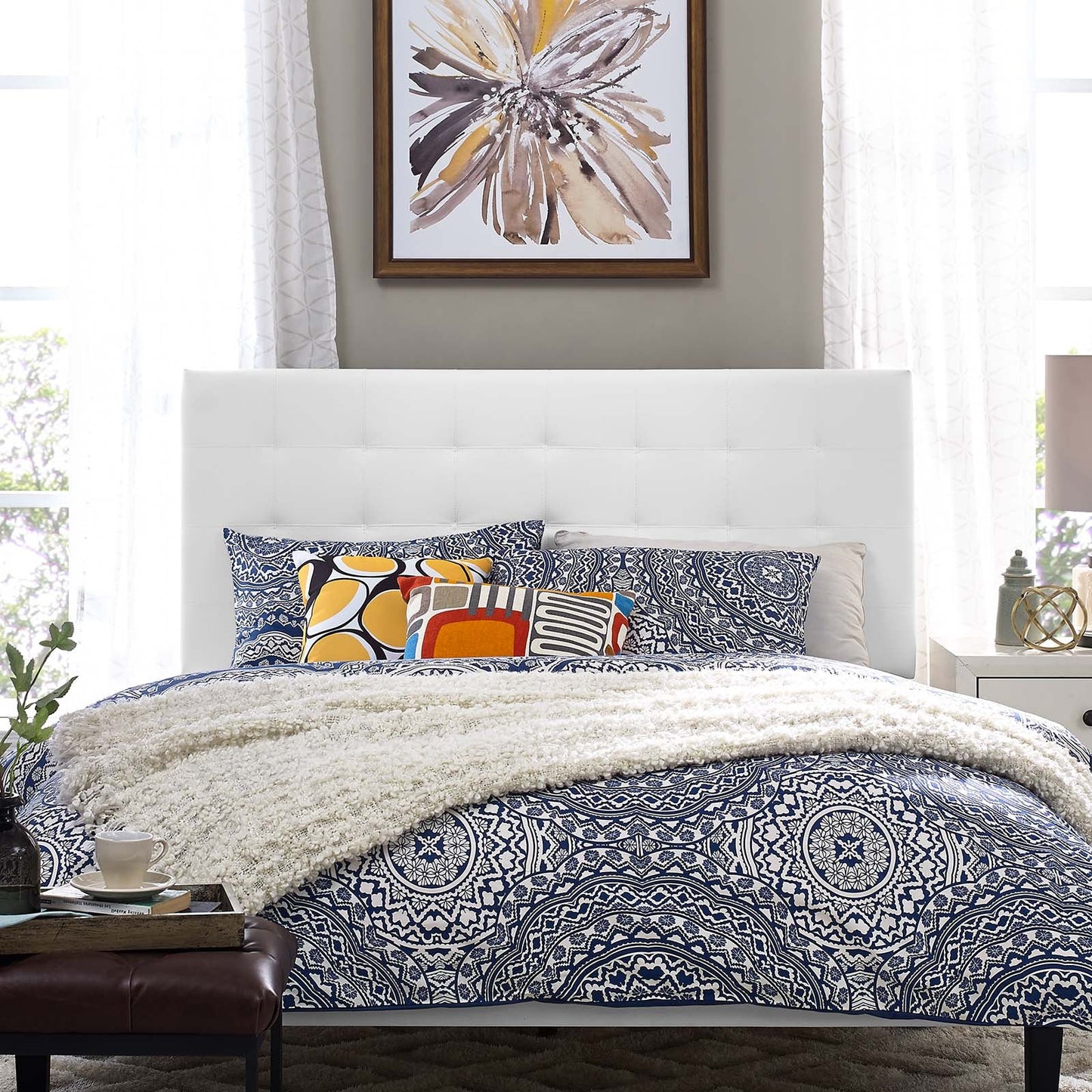 Modway Paisley Tufted Full / Queen Upholstered Faux Leather Headboard | Headboards | Modishstore-5
