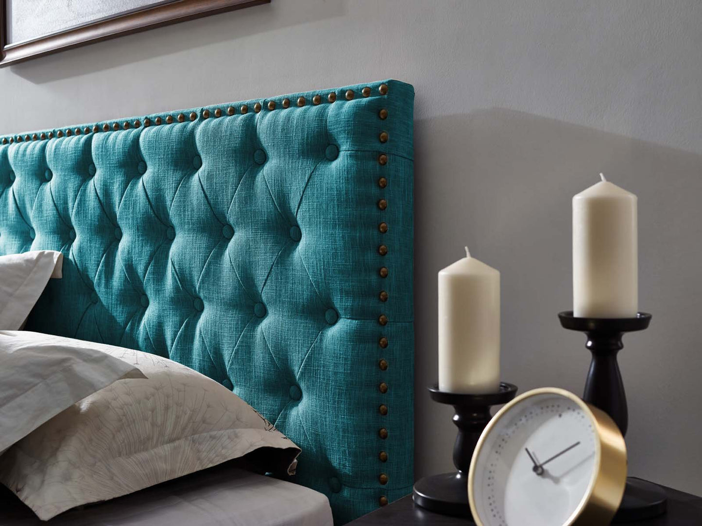 Modway Helena Tufted Full / Queen Upholstered Linen Fabric Headboard