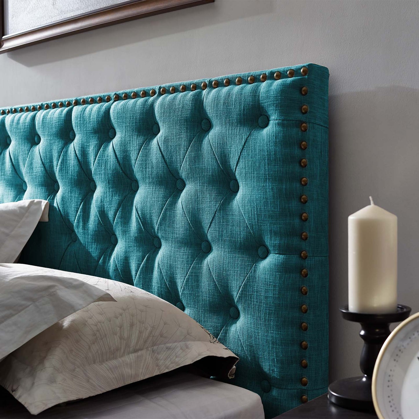 Modway Helena Tufted Full / Queen Upholstered Linen Fabric Headboard