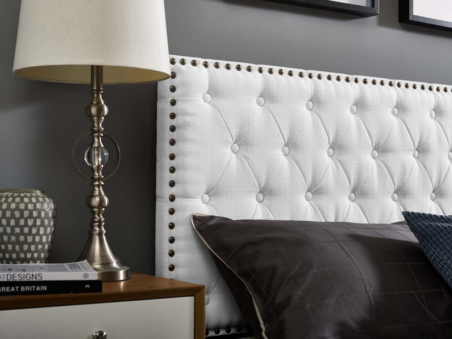 Modway Helena Tufted Full / Queen Upholstered Linen Fabric Headboard