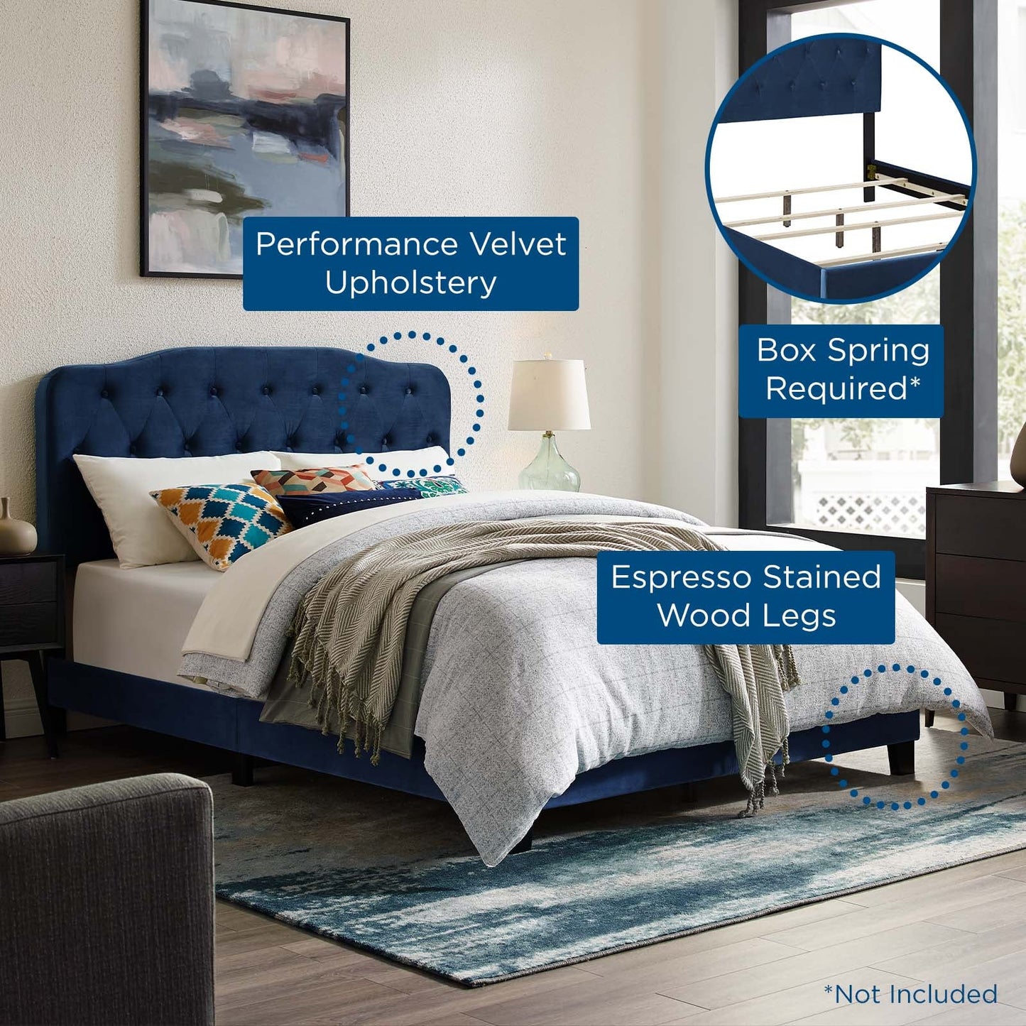 Amelia King Performance Velvet Bed By Modway - MOD-5865 | Beds - 12