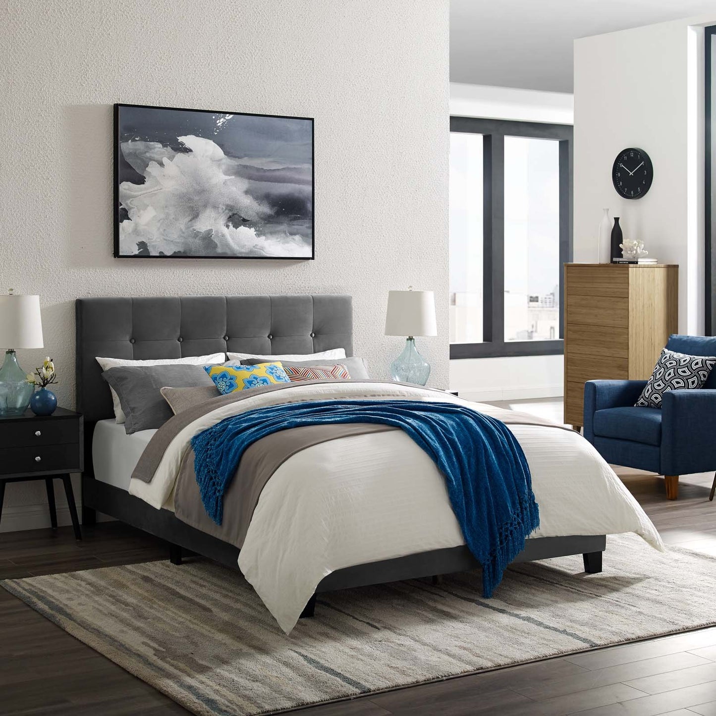 Modway Amira Queen Upholstered Velvet Bed