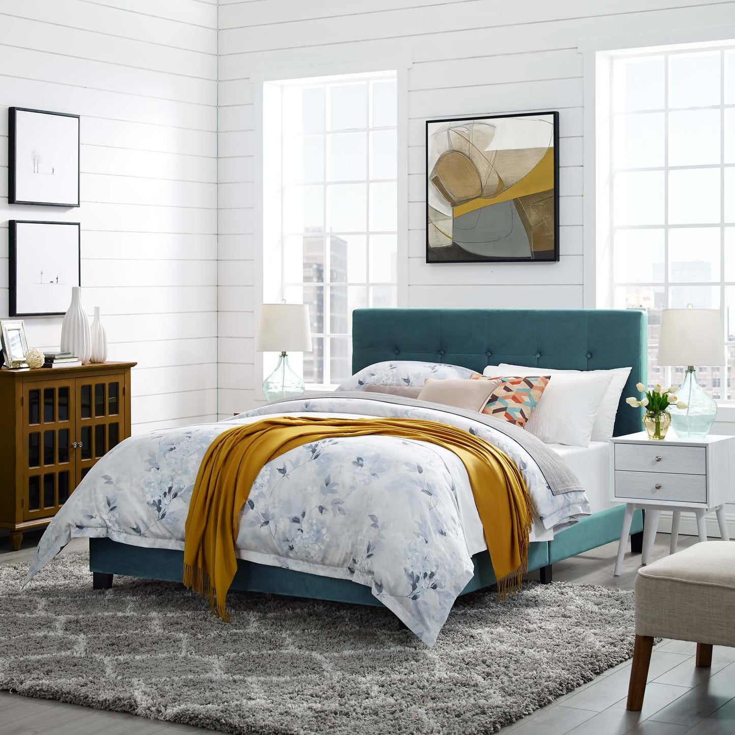 Modway Amira Queen Upholstered Velvet Bed