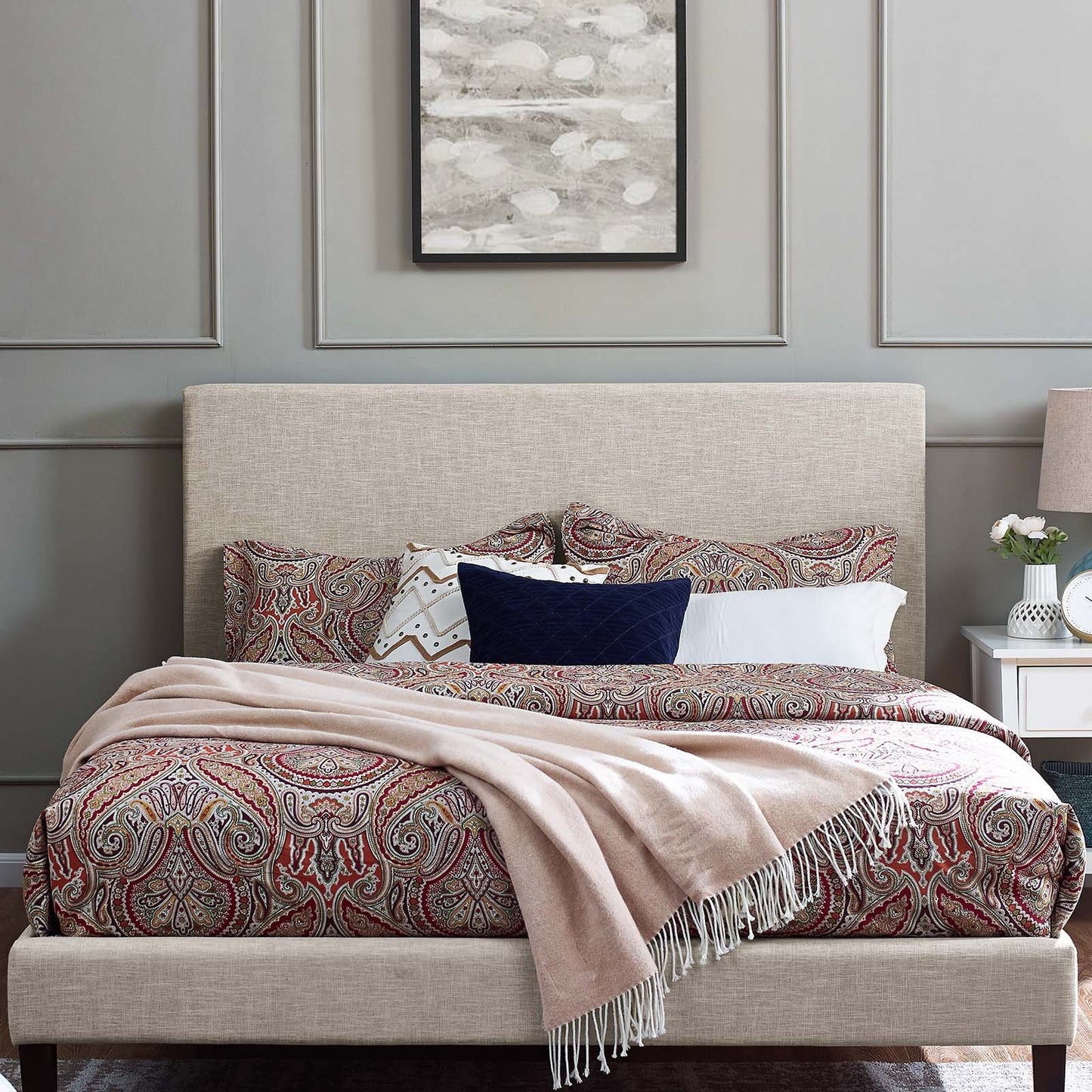 Modway Taylor Twin Upholstered Linen Fabric Headboard