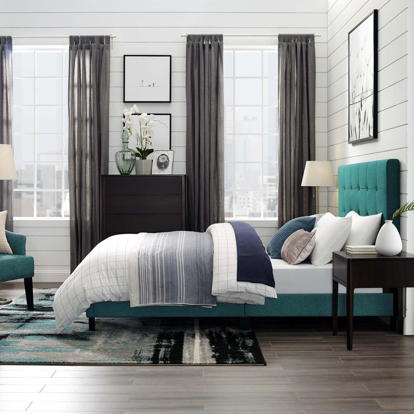 Modway Melanie Full Tufted Button Upholstered Fabric Platform Bed | Beds | Modishstore-20