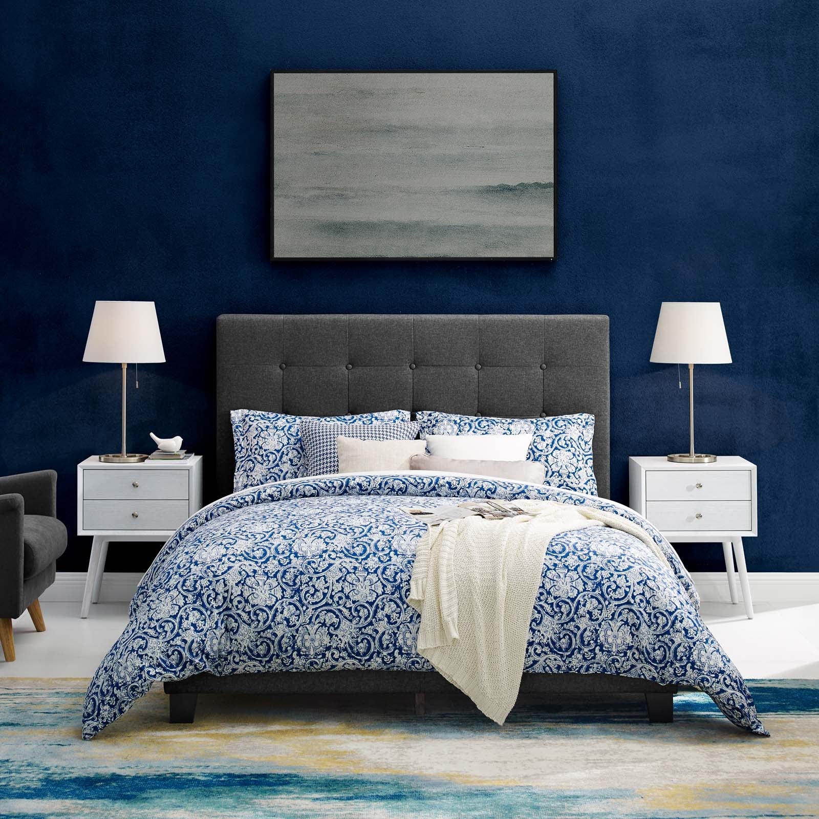 Modway Melanie Queen Tufted Button Upholstered Fabric Platform Bed | Beds | Modishstore-14