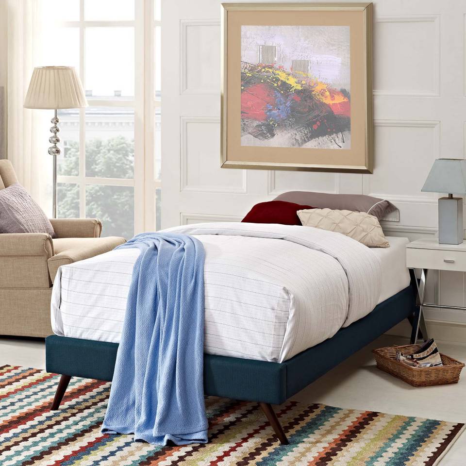 Modway Loryn Twin Fabric Bed Frame with Round Splayed Legs | Beds | Modishstore