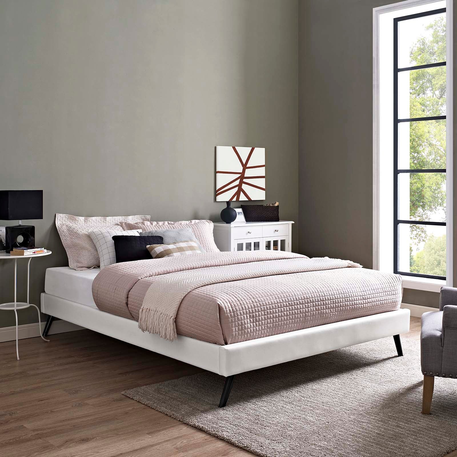 Modway Loryn Full Vinyl Bed Frame with Round Splayed Legs | Beds | Modishstore