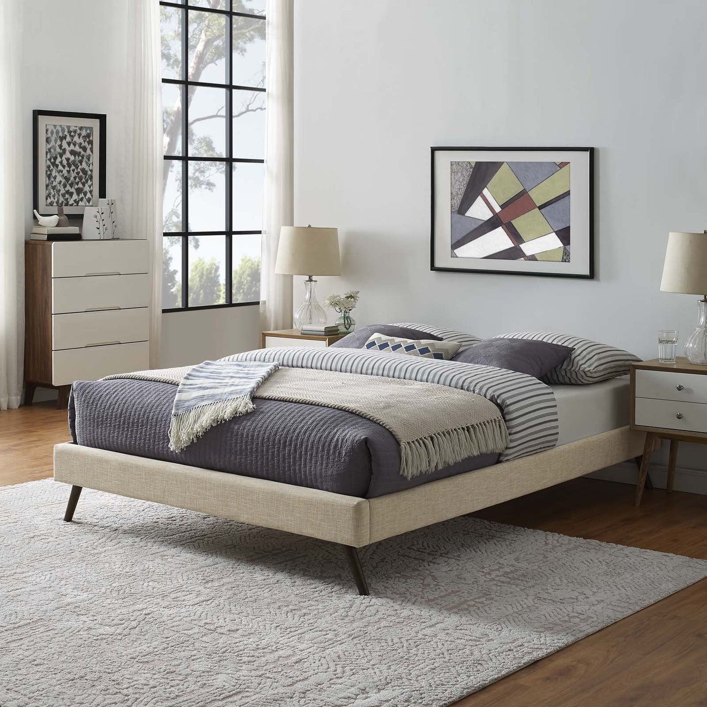 Modway Loryn Full Fabric Bed Frame with Round Splayed Legs