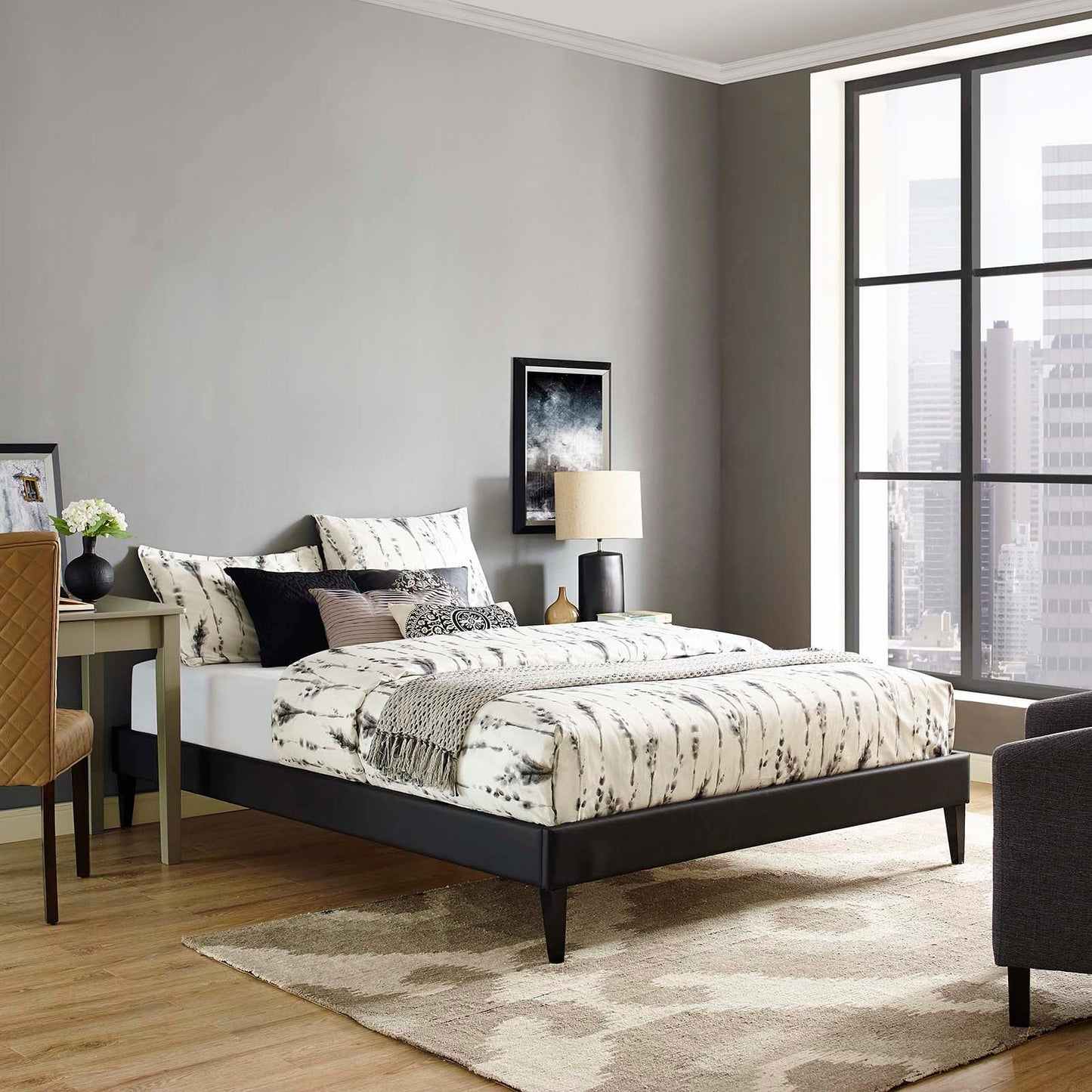 Modway Tessie Queen Vinyl Bed Frame with Squared Tapered Legs | Beds | Modishstore-10