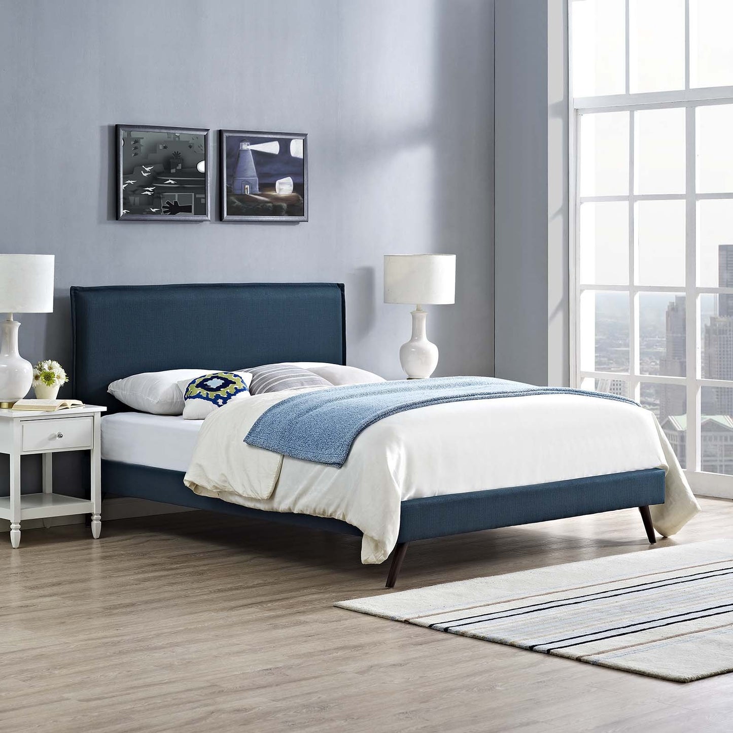 Modway Amaris Full Fabric Platform Bed with Round Splayed Legs