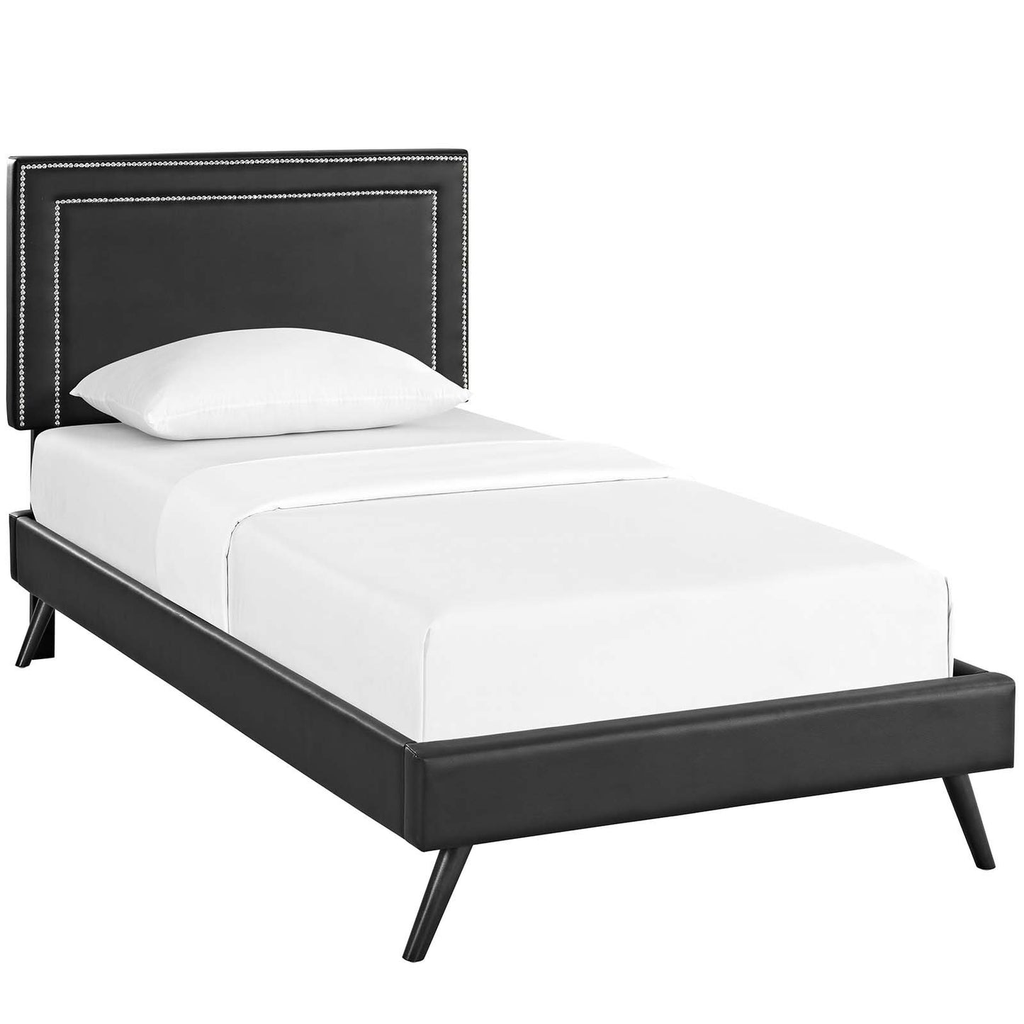 Modway Virginia Twin Vinyl Platform Bed with Round Splayed Legs