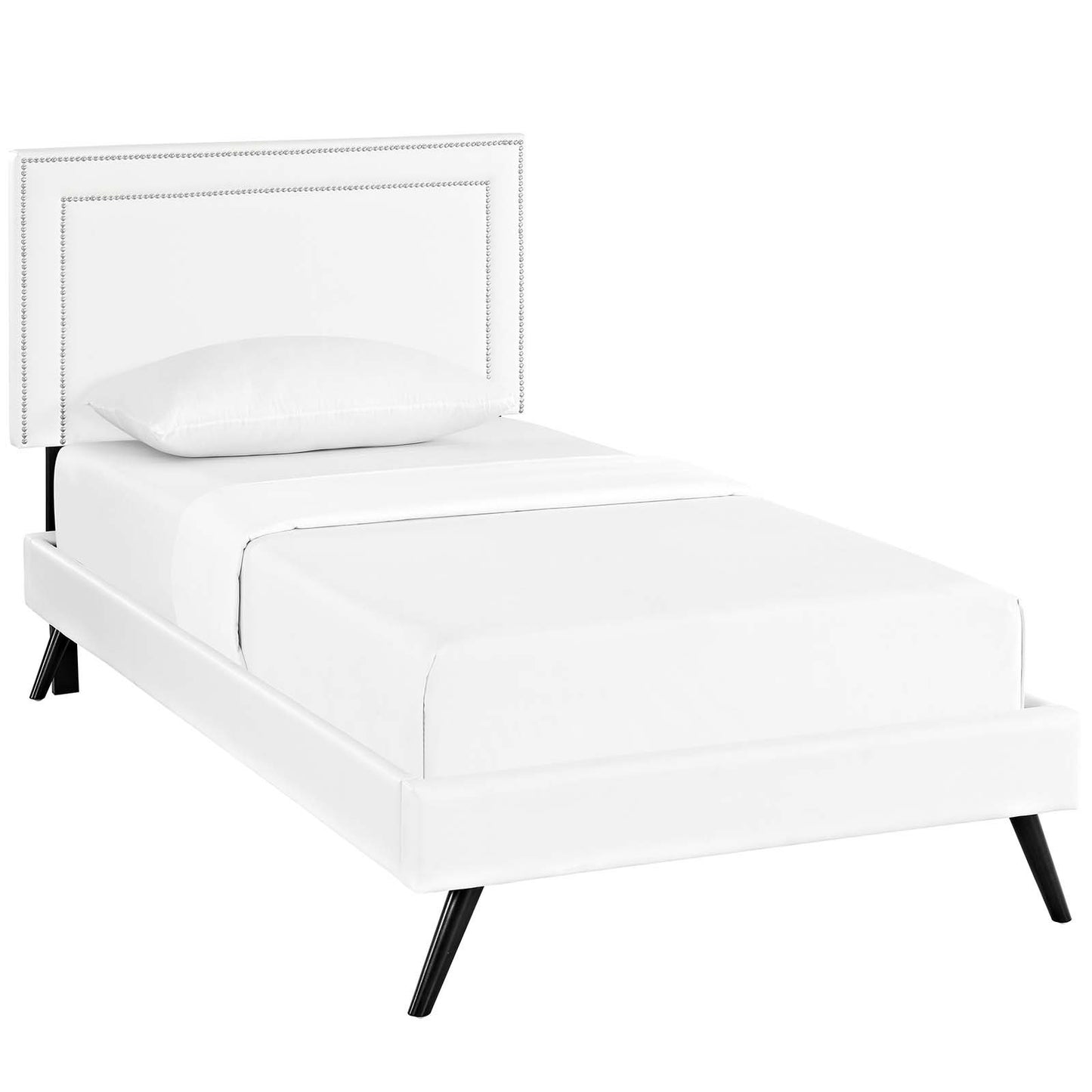 Modway Virginia Twin Vinyl Platform Bed with Round Splayed Legs