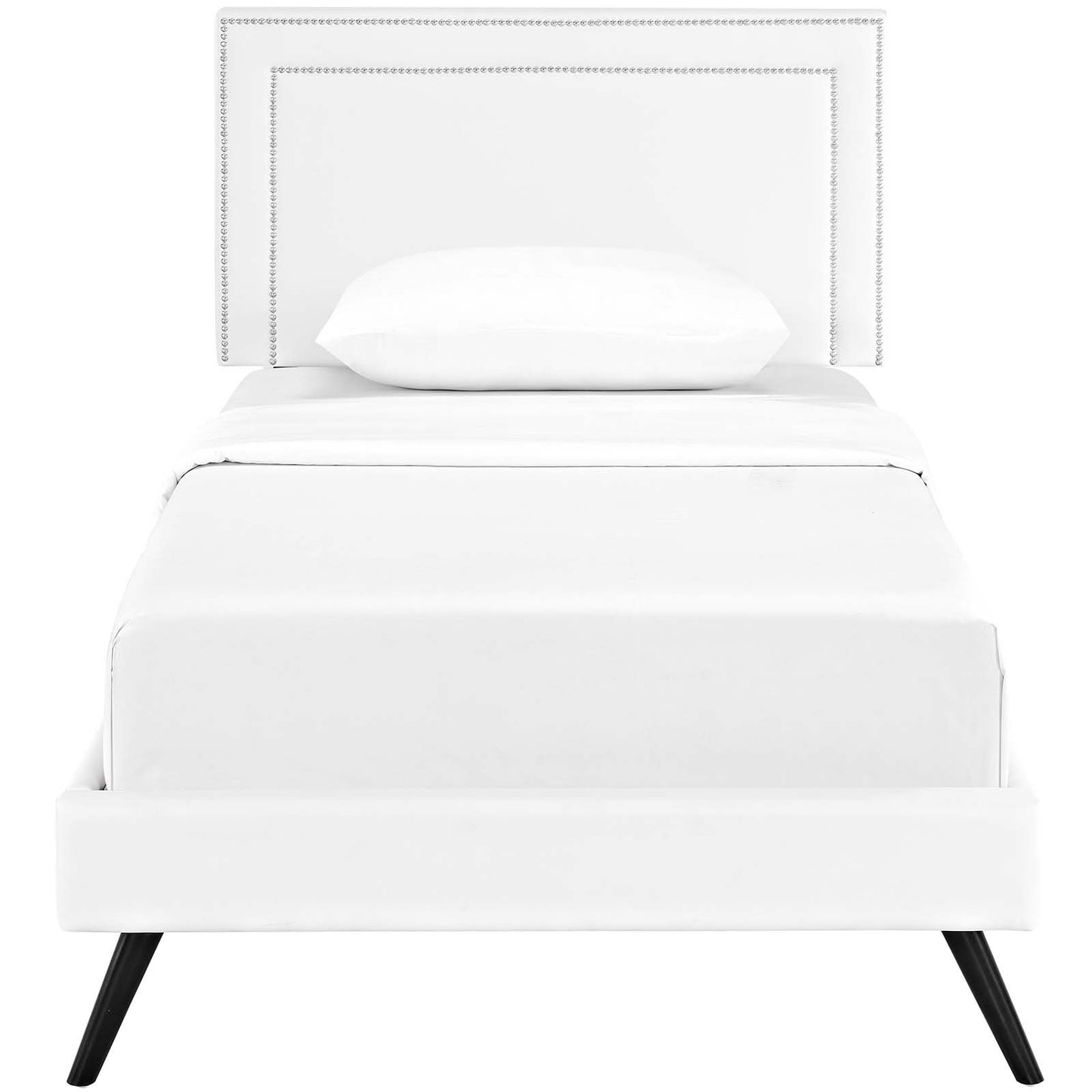 Modway Virginia Twin Vinyl Platform Bed with Round Splayed Legs