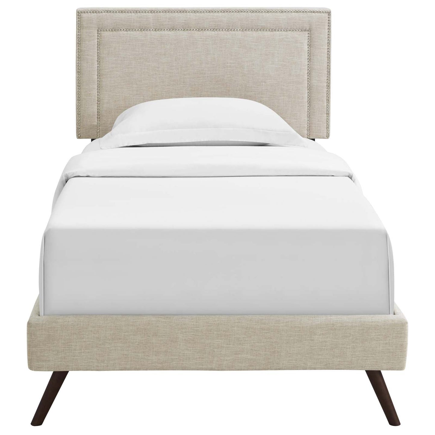 Modway Virginia Twin Fabric Platform Bed with Round Splayed Legs
