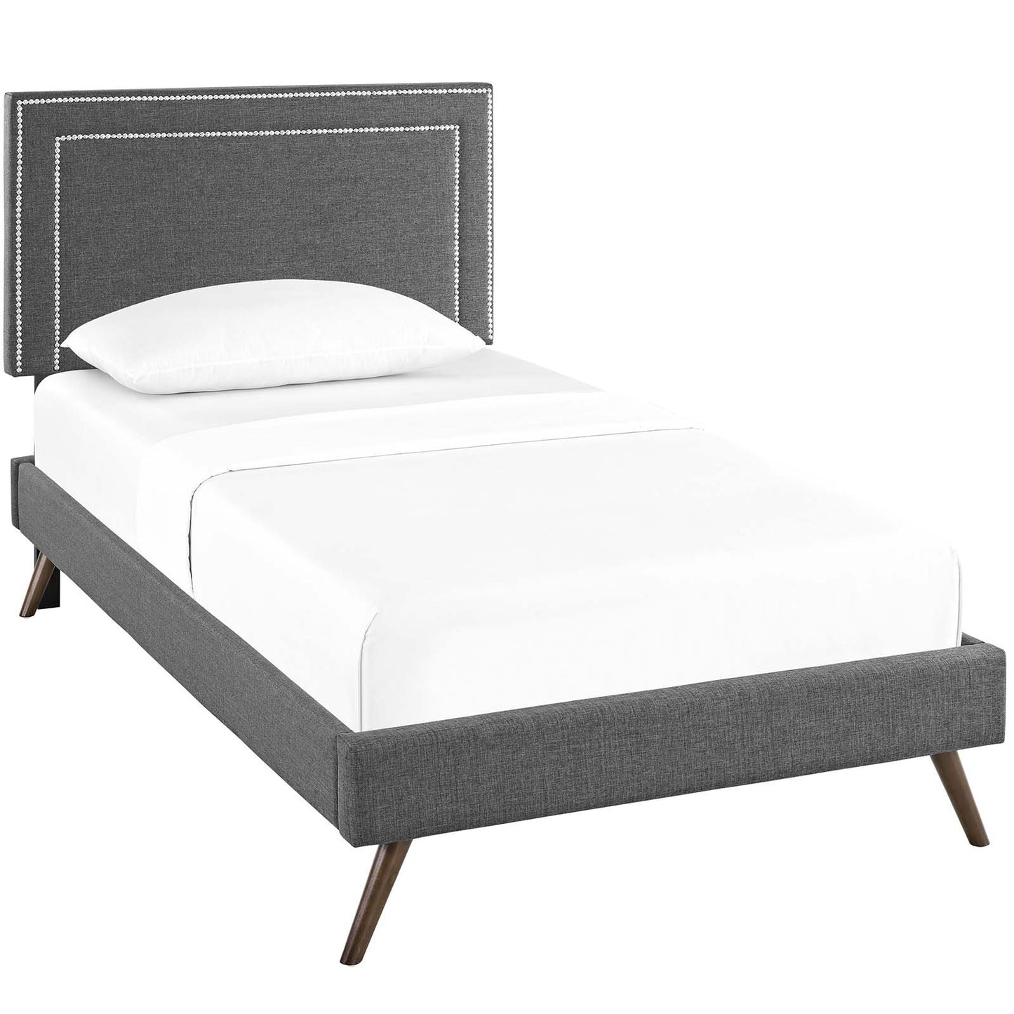 Modway Virginia Twin Fabric Platform Bed with Round Splayed Legs