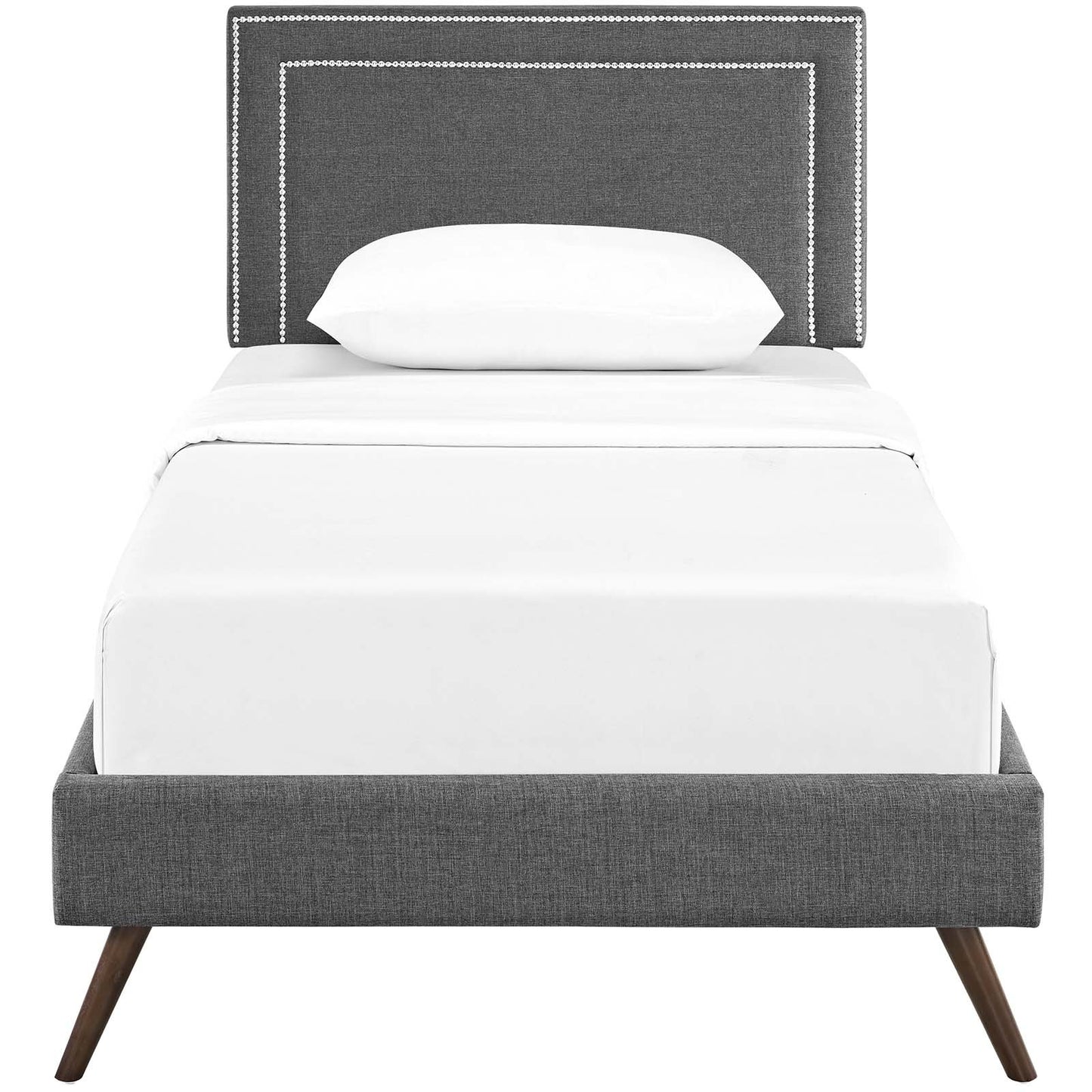 Modway Virginia Twin Fabric Platform Bed with Round Splayed Legs