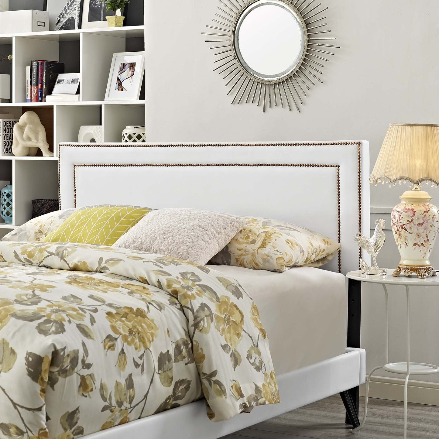 Modway Virginia Full Vinyl Platform Bed with Round Splayed Legs