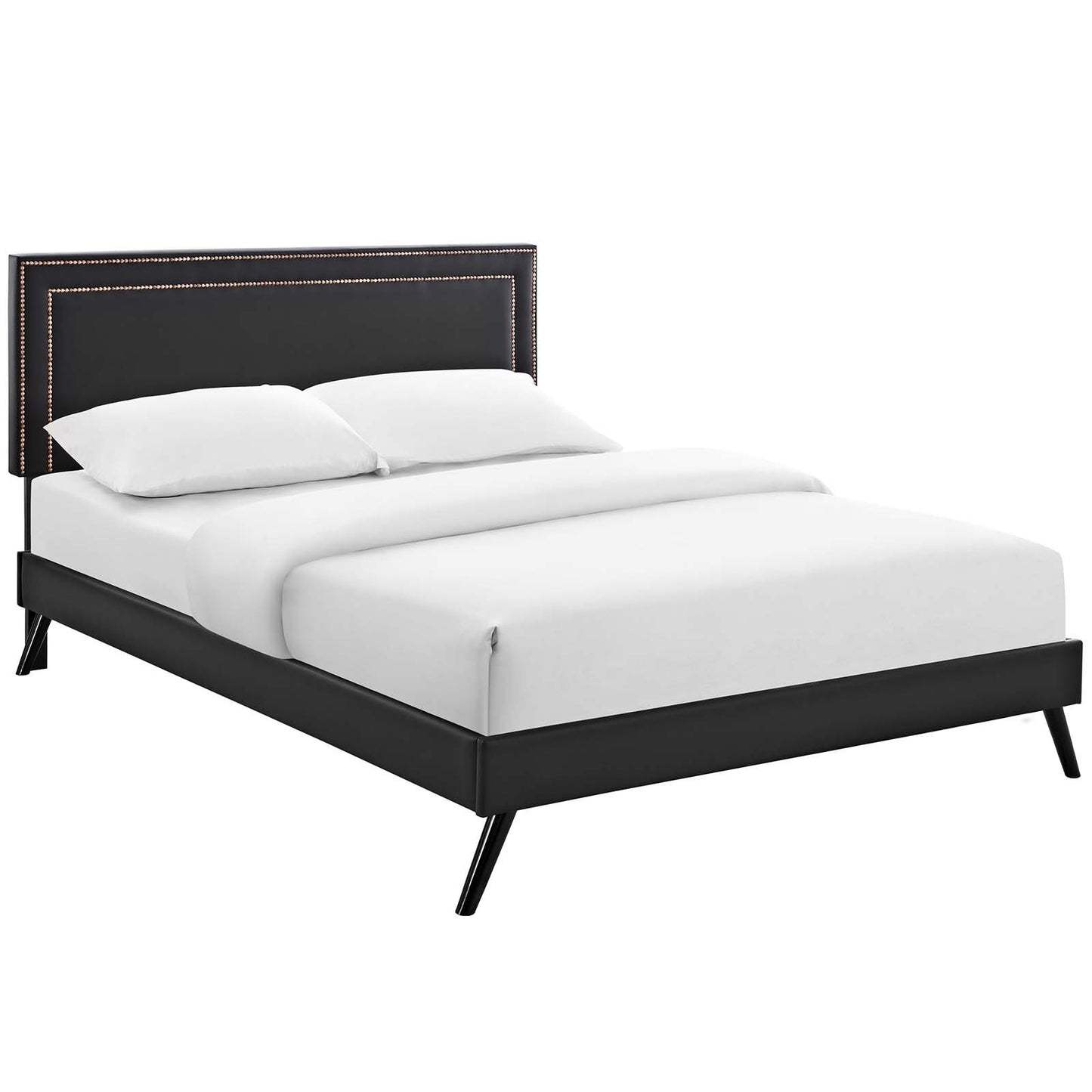 Modway Virginia Queen Vinyl Platform Bed with Round Splayed Legs