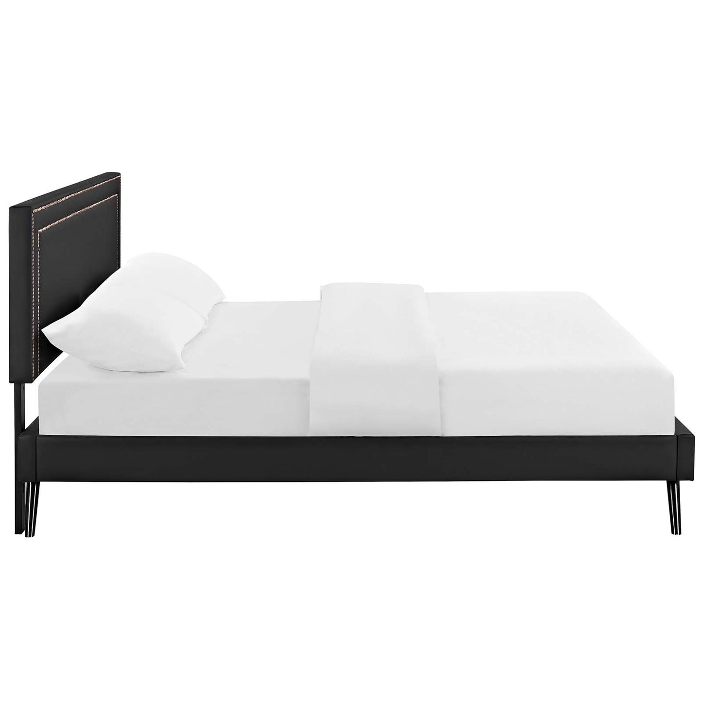 Modway Virginia Queen Vinyl Platform Bed with Round Splayed Legs