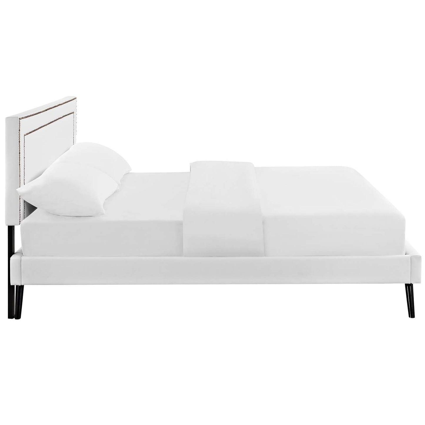 Modway Virginia Queen Vinyl Platform Bed with Round Splayed Legs