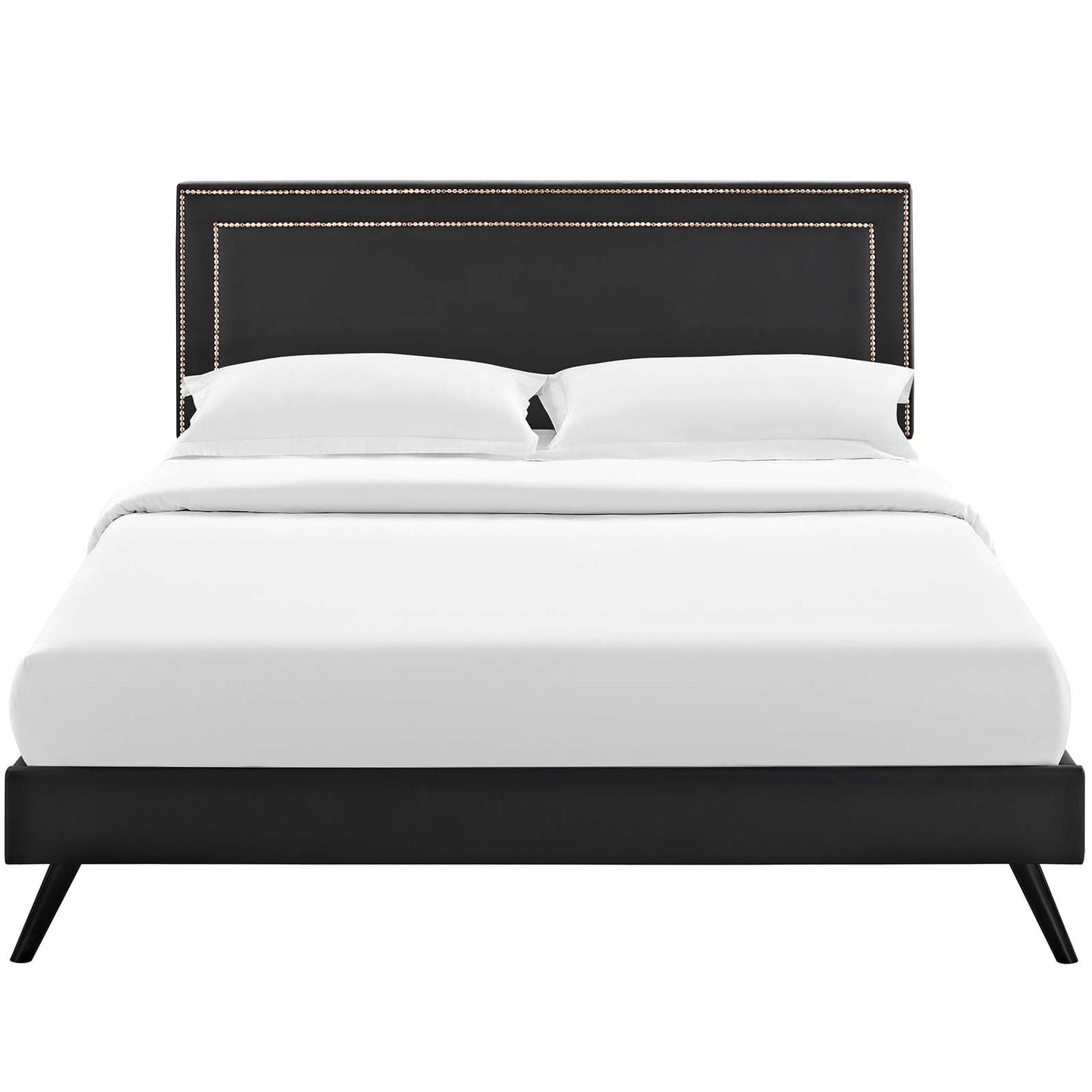 Modway Virginia King Vinyl Platform Bed with Round Splayed Legs