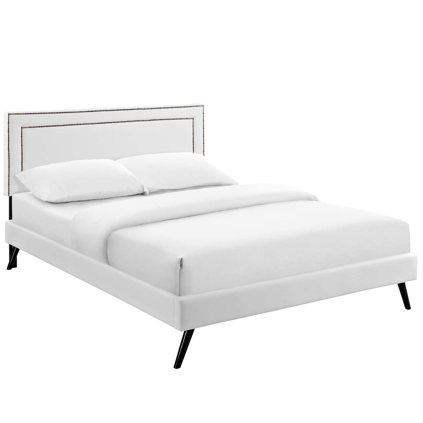 Modway Virginia King Vinyl Platform Bed with Round Splayed Legs