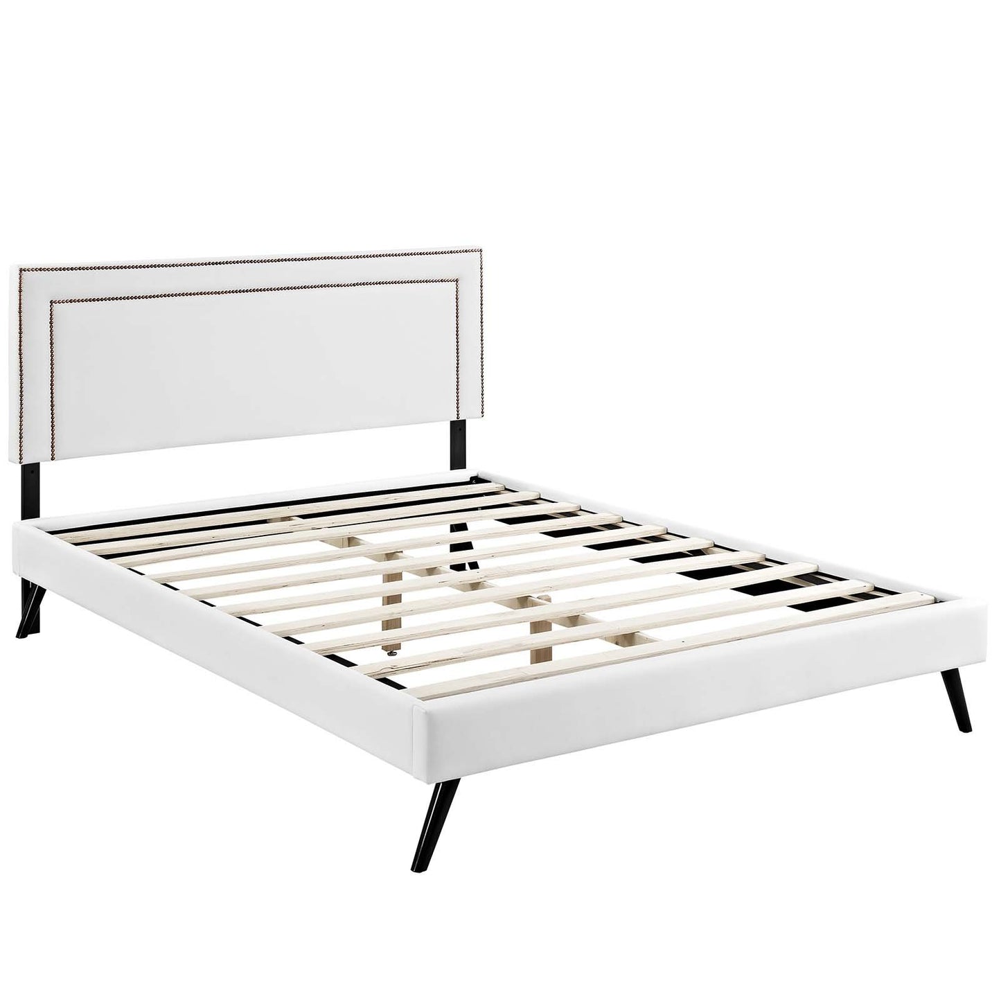 Modway Virginia King Vinyl Platform Bed with Round Splayed Legs