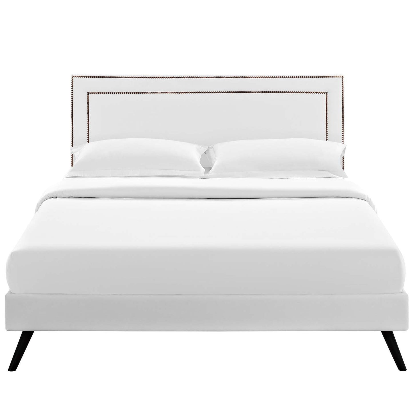 Modway Virginia King Vinyl Platform Bed with Round Splayed Legs