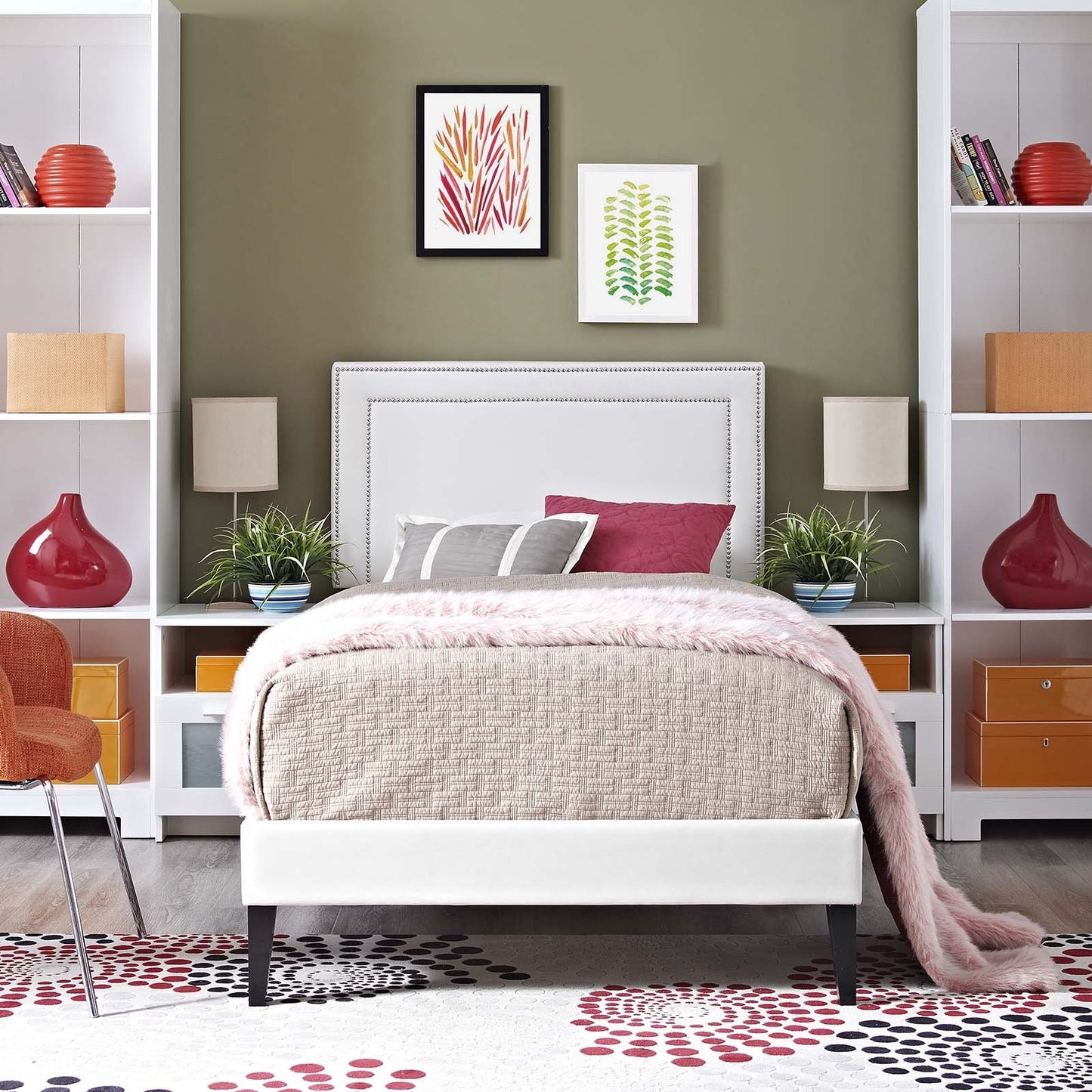 Modway Virginia Twin Vinyl Platform Bed with Squared Tapered Legs