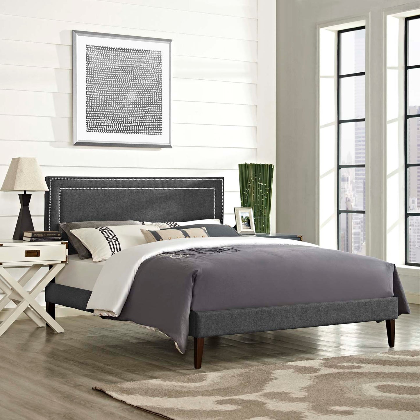 Virginia Full Fabric Platform Bed with Squared Tapered Legs By Modway - MOD-5921 | Beds | Modishstore