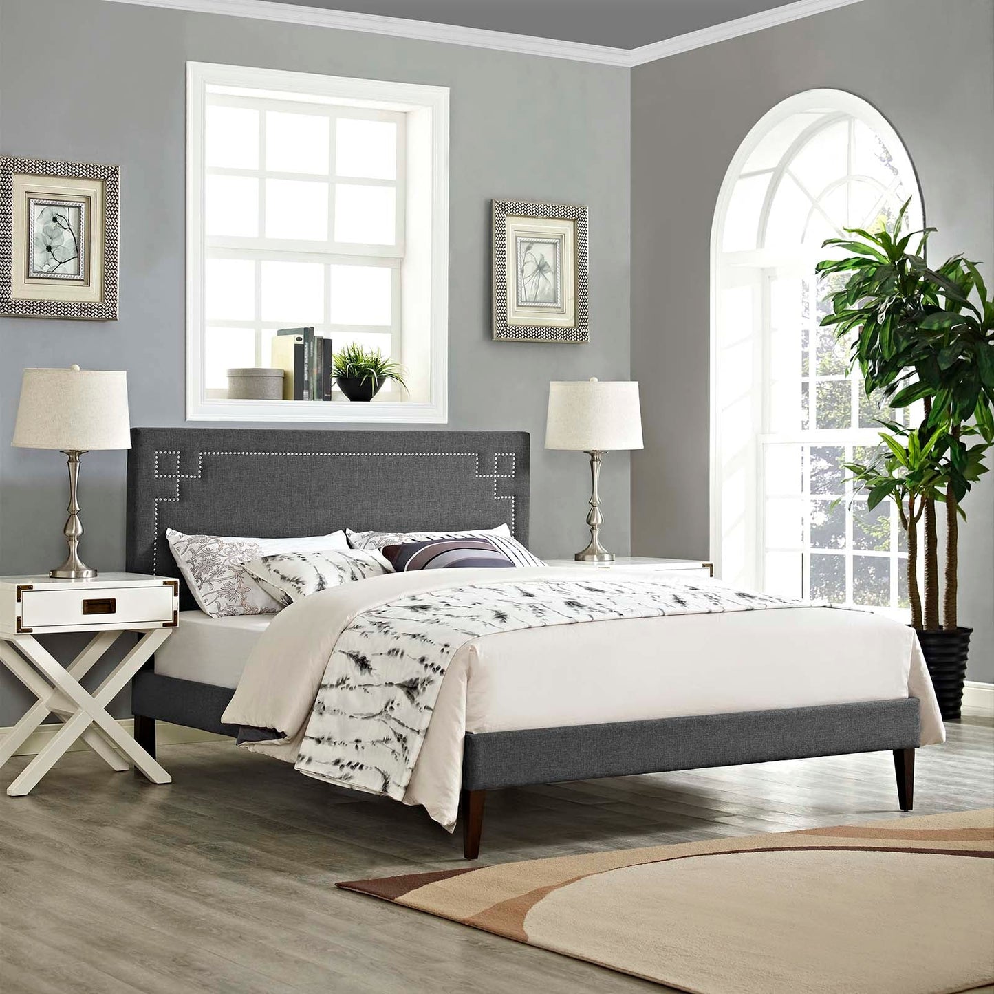 Ruthie Queen Fabric Platform Bed With Squared Tapered Legs By Modway - MOD-5939 | Beds | Modishstore
