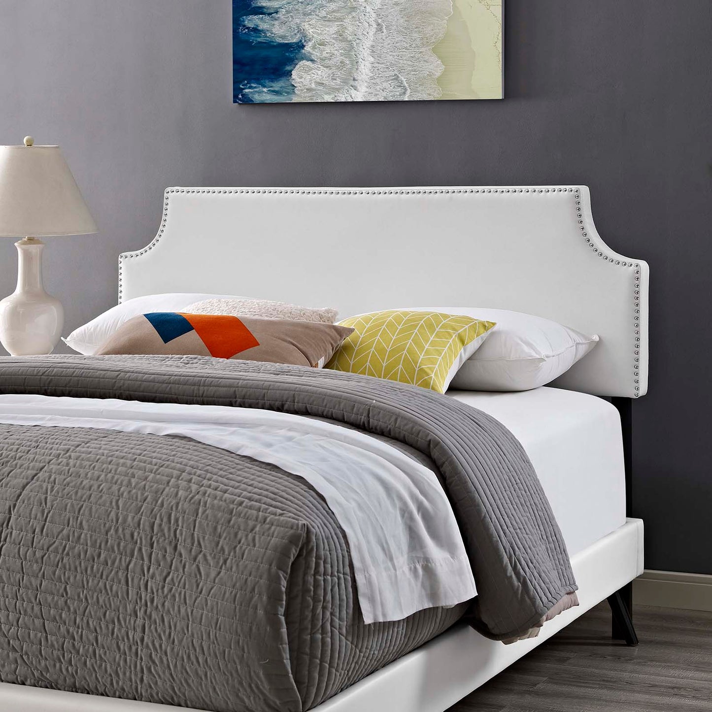 Modway Corene Queen Vinyl Platform Bed with Round Splayed Legs | Beds | 