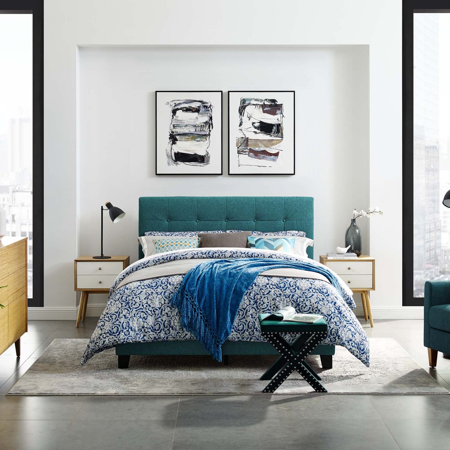 Modway Amira King Upholstered Fabric Bed