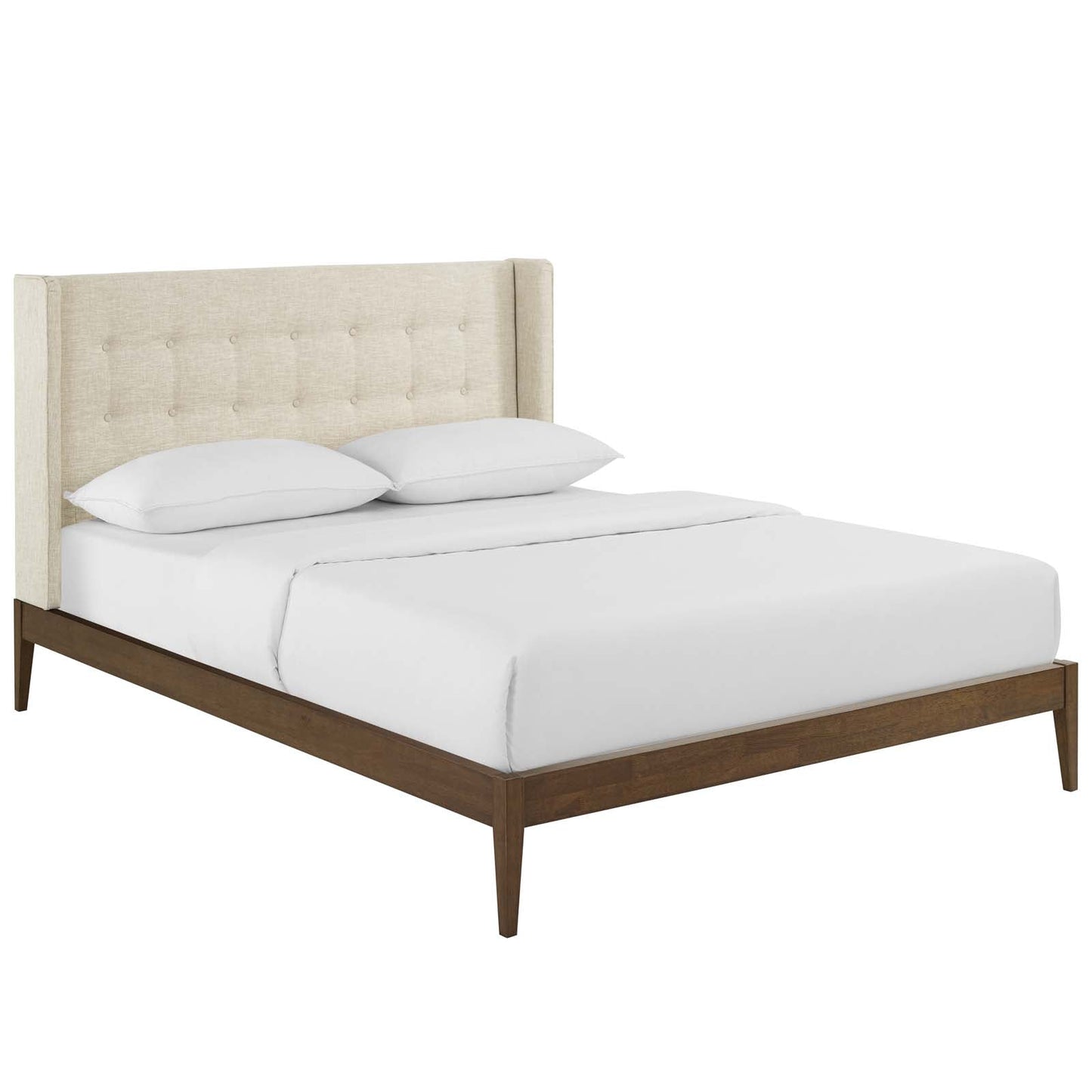 Modway Hadley Queen Wingback Upholstered Polyester Fabric Platform Bed | Beds | 