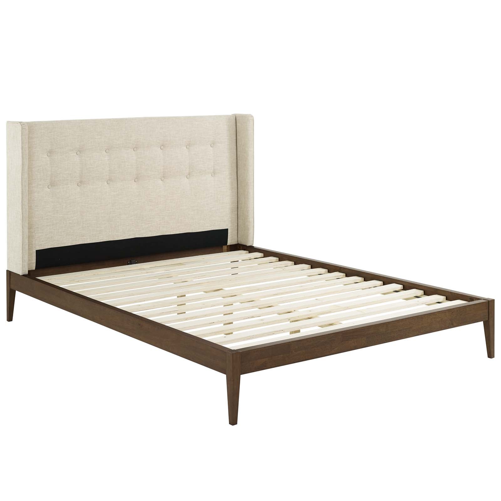 Modway Hadley Queen Wingback Upholstered Polyester Fabric Platform Bed | Beds | 