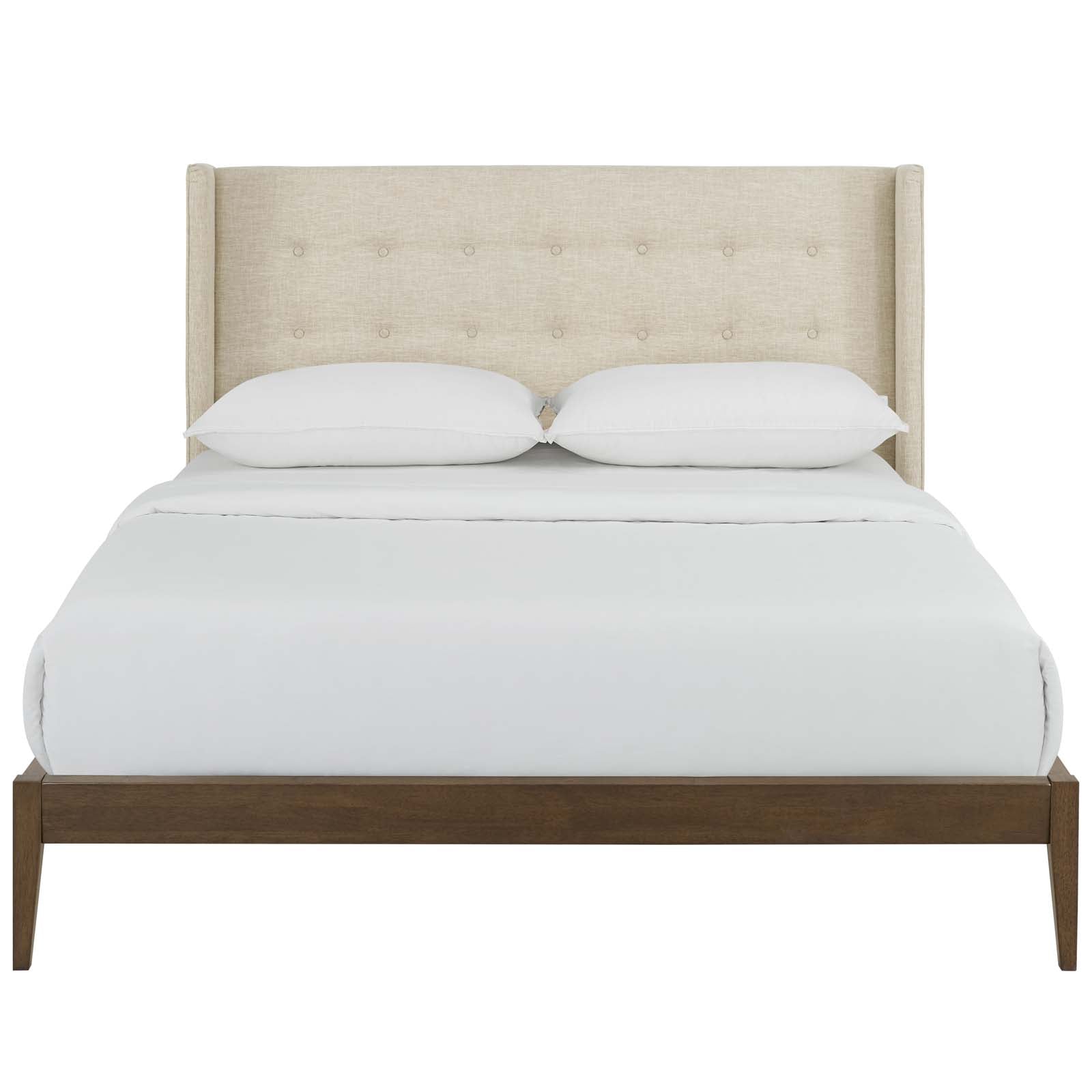 Modway Hadley Queen Wingback Upholstered Polyester Fabric Platform Bed | Beds | 