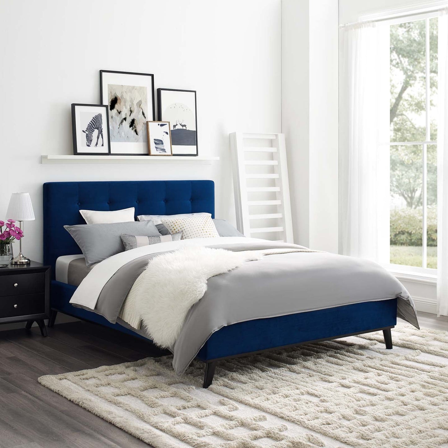 Modway McKenzie Queen Biscuit Tufted Performance Velvet Platform Bed | Beds | Modishstore-7