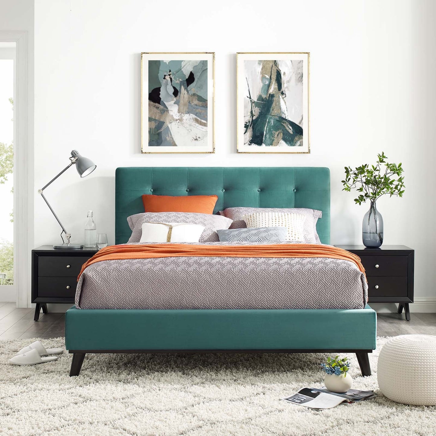 Modway McKenzie Queen Biscuit Tufted Performance Velvet Platform Bed - MOD-6006