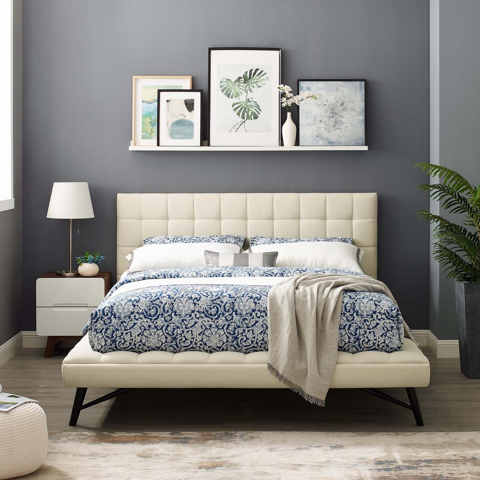 Modway Julia Queen Biscuit Tufted Upholstered Fabric Platform Bed | Beds | Modishstore-19