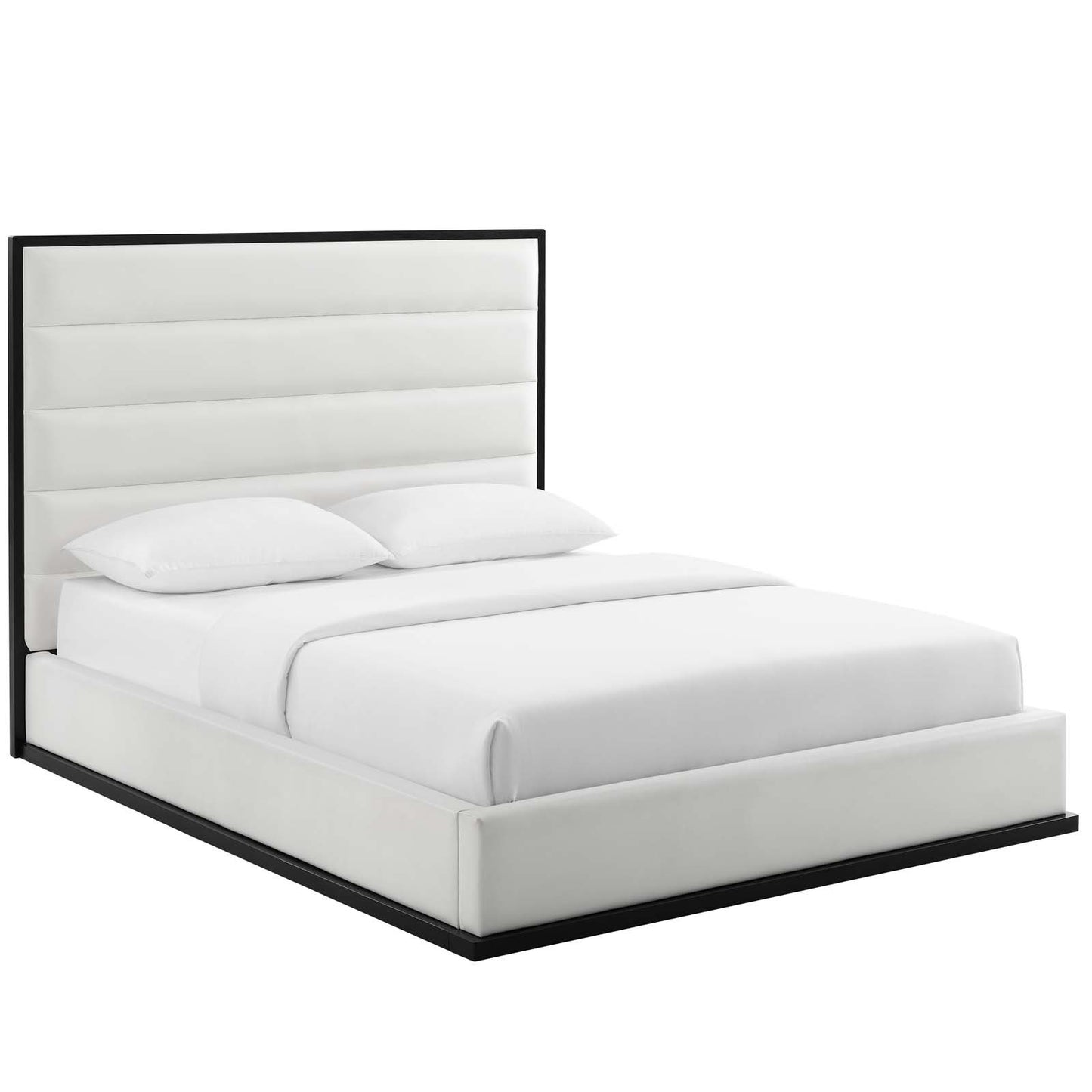 Modway Ashland Queen Faux Leather Platform Bed White