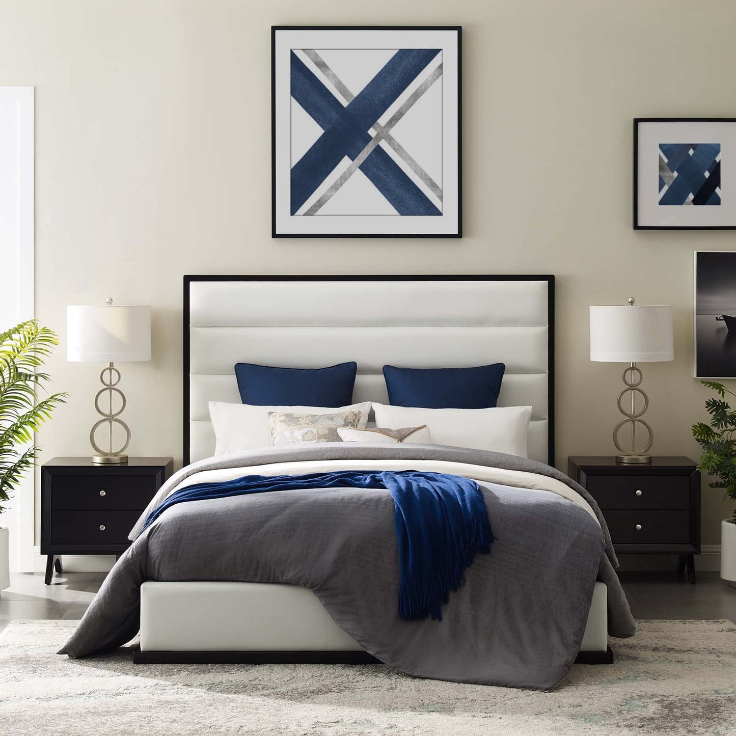 Modway Ashland Queen Faux Leather Platform Bed White