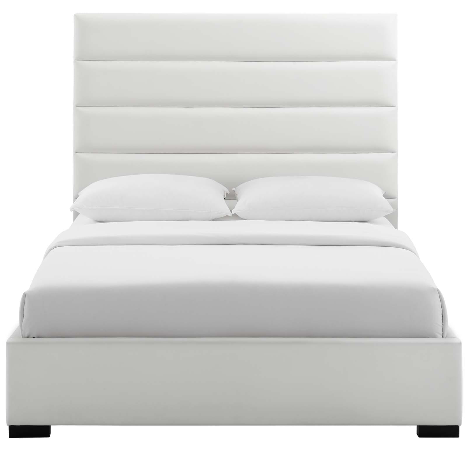 Modway Genevieve Queen Faux Leather Platform Bed White | Beds | 