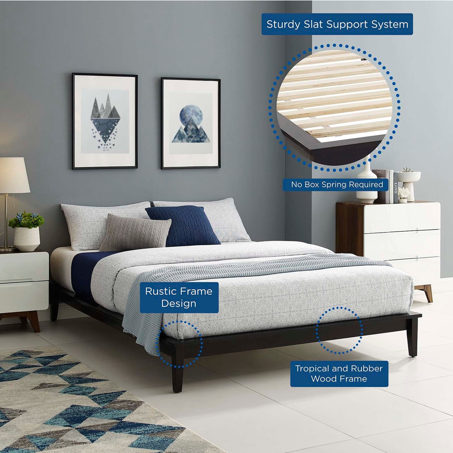Modway Lodge Queen Wood Platform Bed Frame - MOD-6055